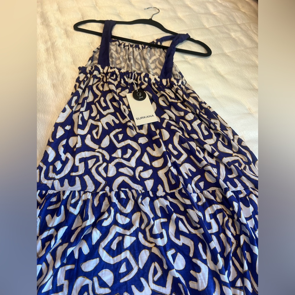NWT Stylish Tiered Blue and White Women's Dress